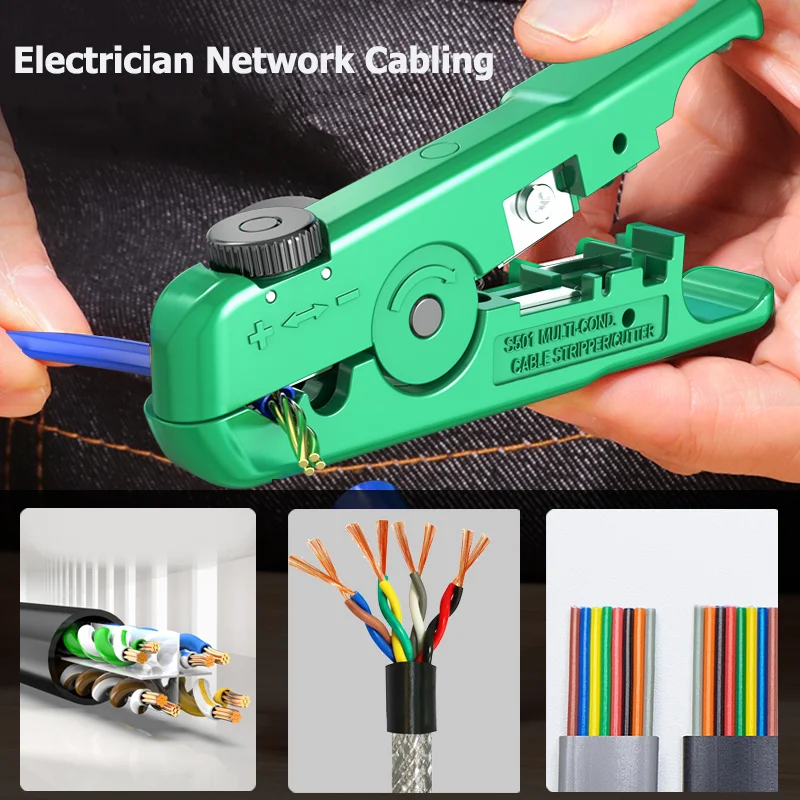 LAOA Mini Multifunctional Wire Stripper 3.2-9.5mm Adjustable Network Stripping Wire Cable Cutter Tools