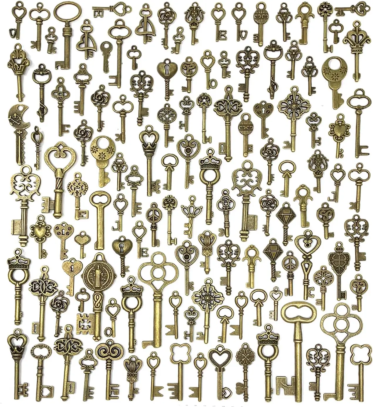 

PCS Vintage Skeleton Key Set Charms, JIALEEY Mixed Antique Style Bronze Brass for Pendant DIY Jewelry Making Wedding Party Favor