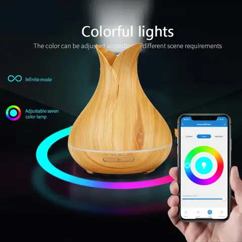 Colorgul LED 조명이 있는 Tuya 스마트 와이파이 가습기, 와이파이 아로마 디퓨저 타이머, 무선 제어, 가정용 호환 가능
