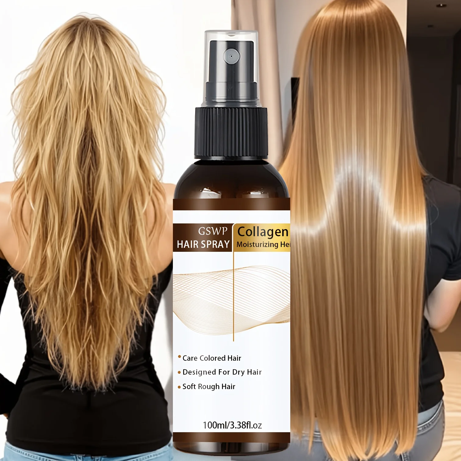 

GSWP 10-In-1 Hair Spray Leave-In Conditioner, Anti-Frizz Smooth Soften Dry Damaged Hair Care, Moisturizing.100/200ml