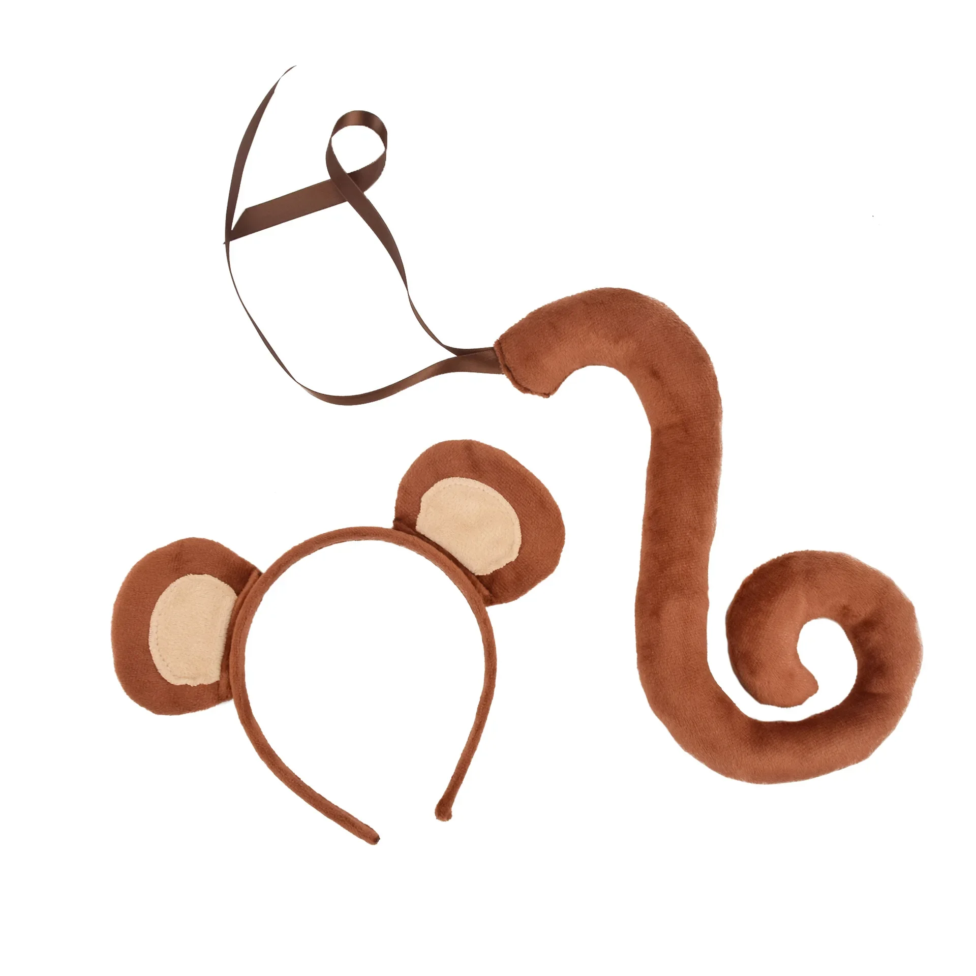 

Monkey Ears Headband and Tail Set Halloween Cosplay Outfits Animal Party Supplies
