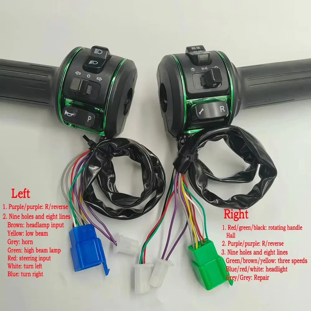 Electric Scooter Repair Part Right and Left Handle Accelerator,Combination Switch Assembly Reverse,3 Speed,turning,horn Button