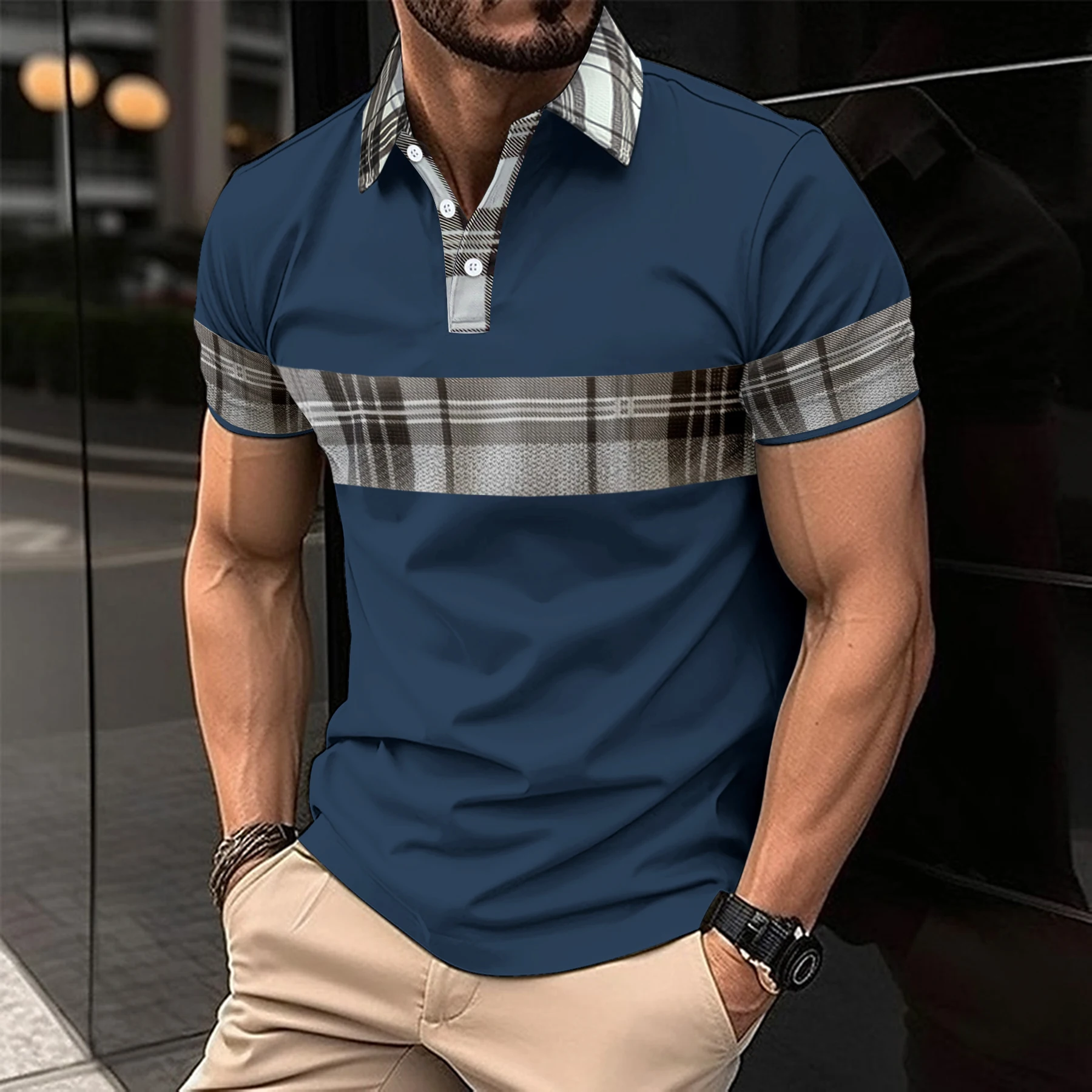 Sommer neue Herrenmode Kurzarm Polos hirt Büro Revers T-Shirt Herren atmungsaktives Polos hirt Herren bekleidung