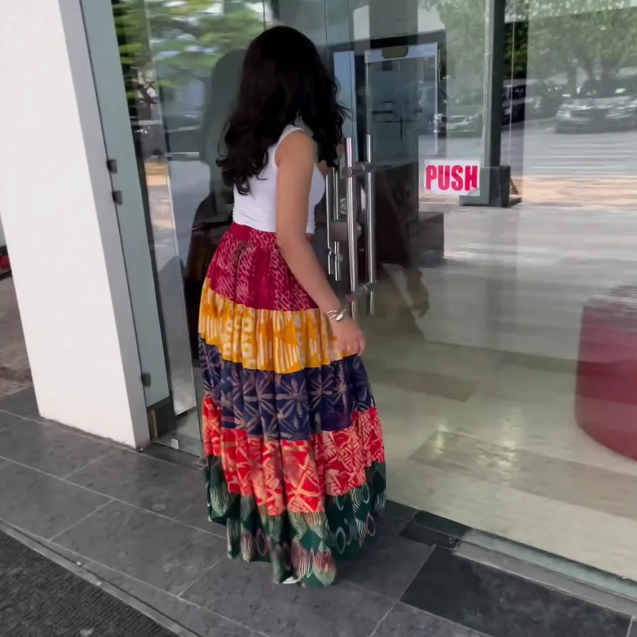 -south 1240; African Bohemian Style Patchwork Skirt Vacation Style Multifunctional A-line Mid-length Skirt For Women