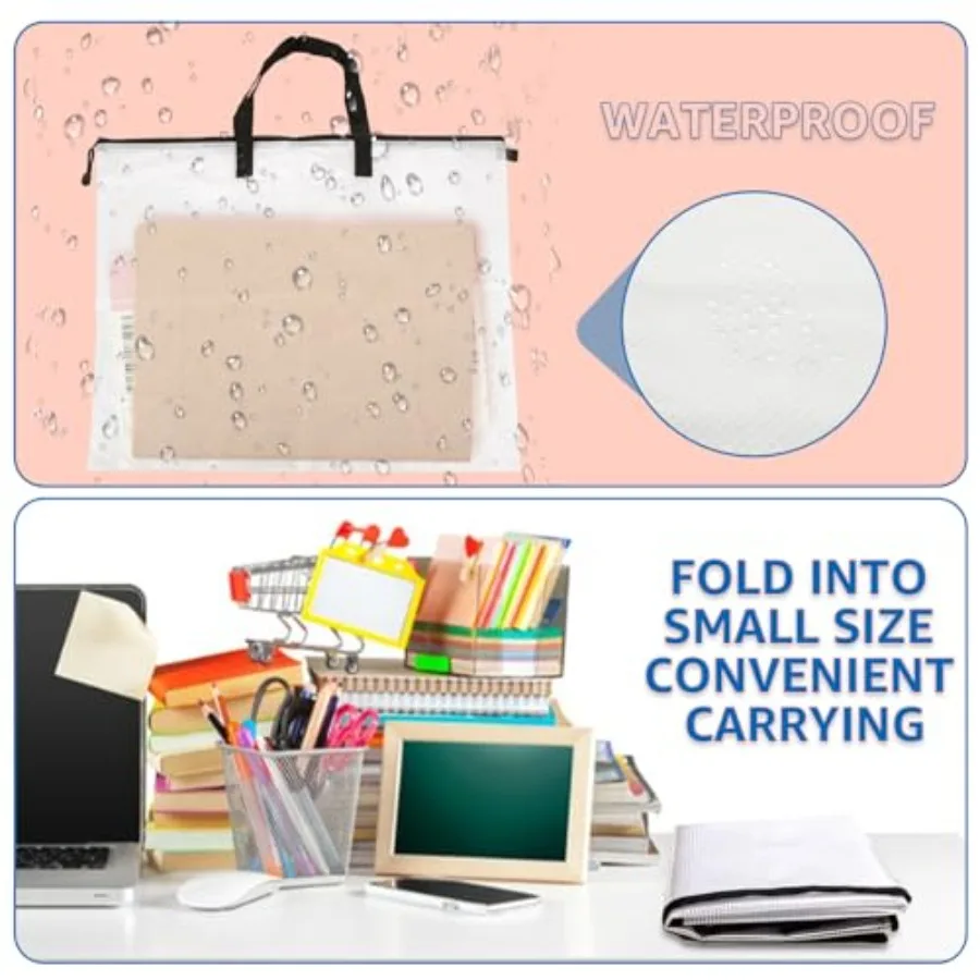 10 عبوات من حقيبة المحفظة الفنية مع مقبض وسحاب مقاس 18 × 24 بوصة للملصقات الكبيرة ولوحة الملصقات وتخزين اللوحة والمجلد الشبكي