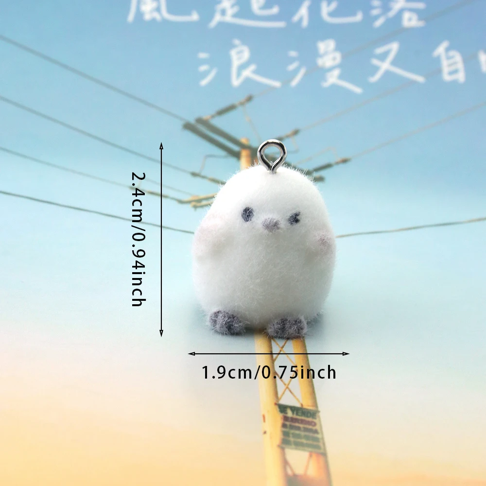 18pcs 3D Flocking Resin Birdie Charms Animal Plush Dolls Pendant Accessories for Keychain Earrings Making DIY Jewelry Adornment