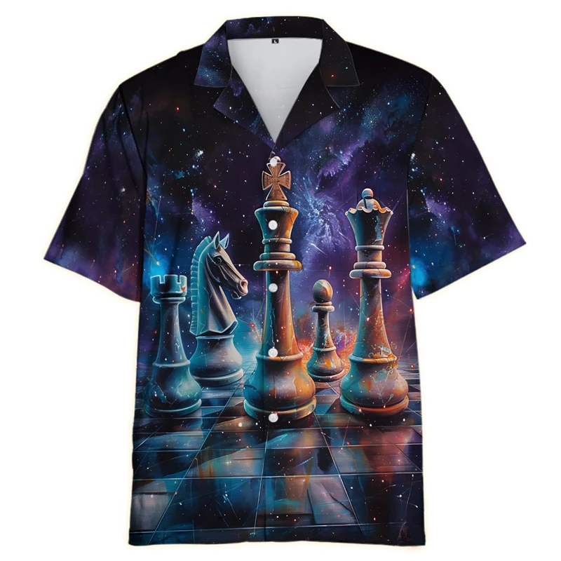 Modes piel Schach farbe 3D-Druck Hemd Männer Frauen Hemden Einreiher Kurzarm Hawaii Hemden Bluse Männer Revers Bluse