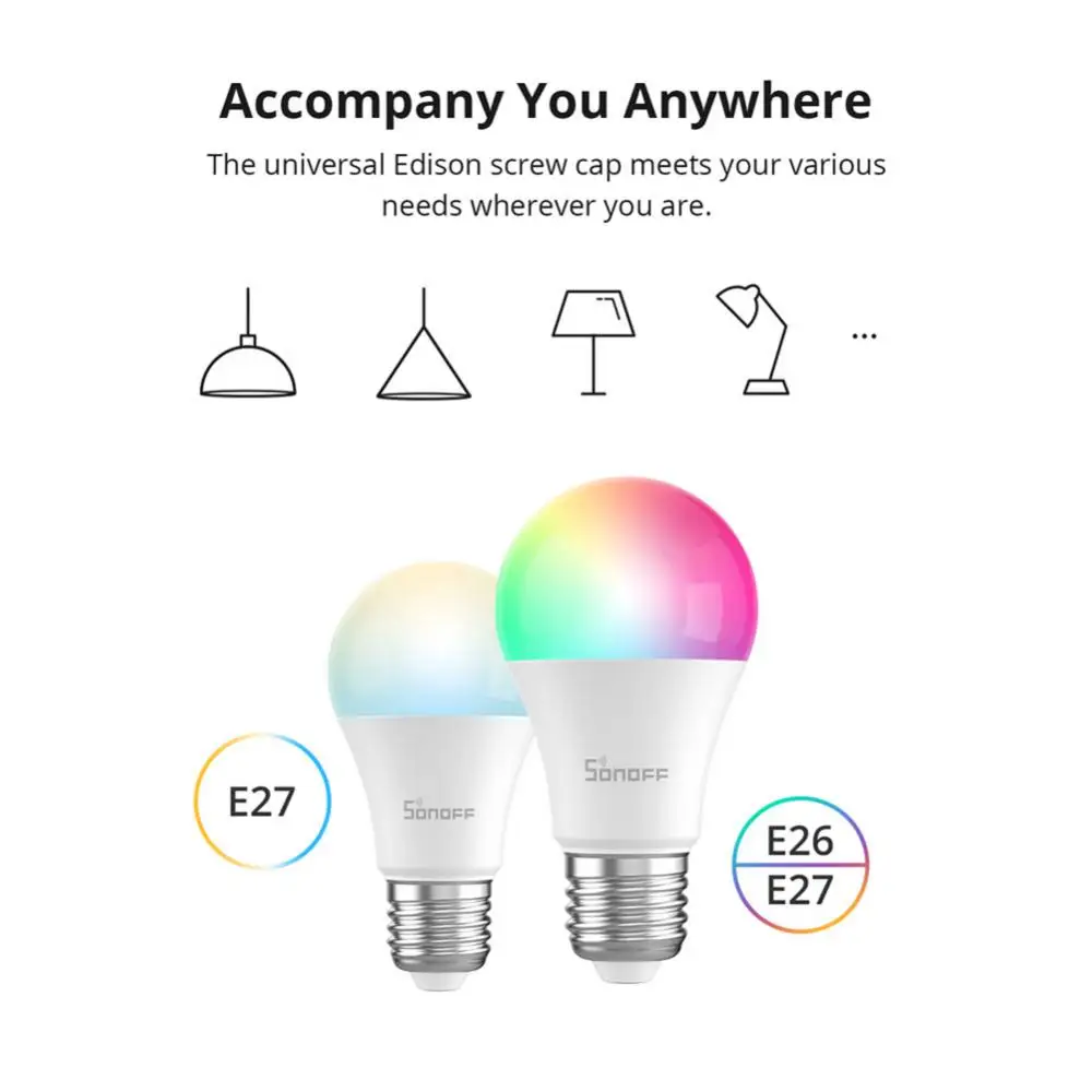 Sonoff B05-bl-A60 Smart Bulb 9W 110/220V WiFi Led Rgb Lamp Change Colors With Music Timer Light Work With Ewelink Alexa Alice