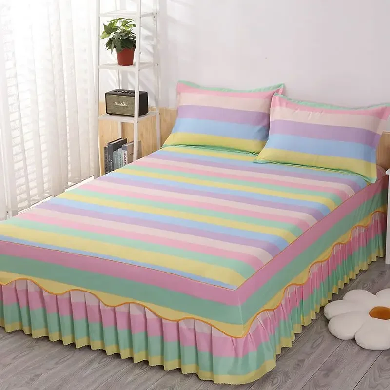 Bed Sheets Flat Printing Skin-friendly Bedroom Non-slip Modern Universal Washed Tender Princess Breathable Twin Queen Full Size