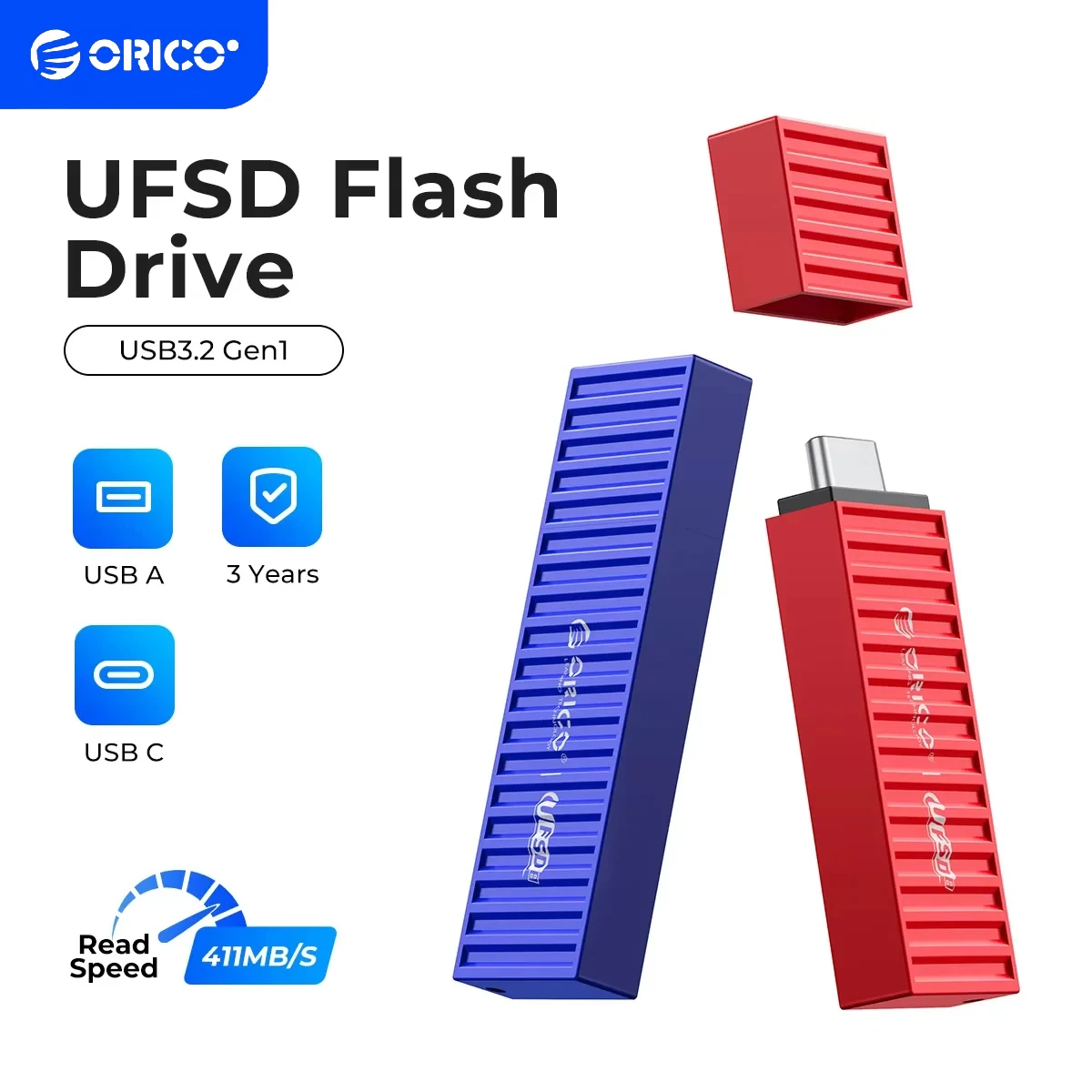 

ORICO UFSD Цельнометаллический USB-флешка 256 ГБ, 411 МБ/с, 512 ГБ, 128 ГБ, 64 ГБ, USB-накопитель типа C, дизайн формы контейнера