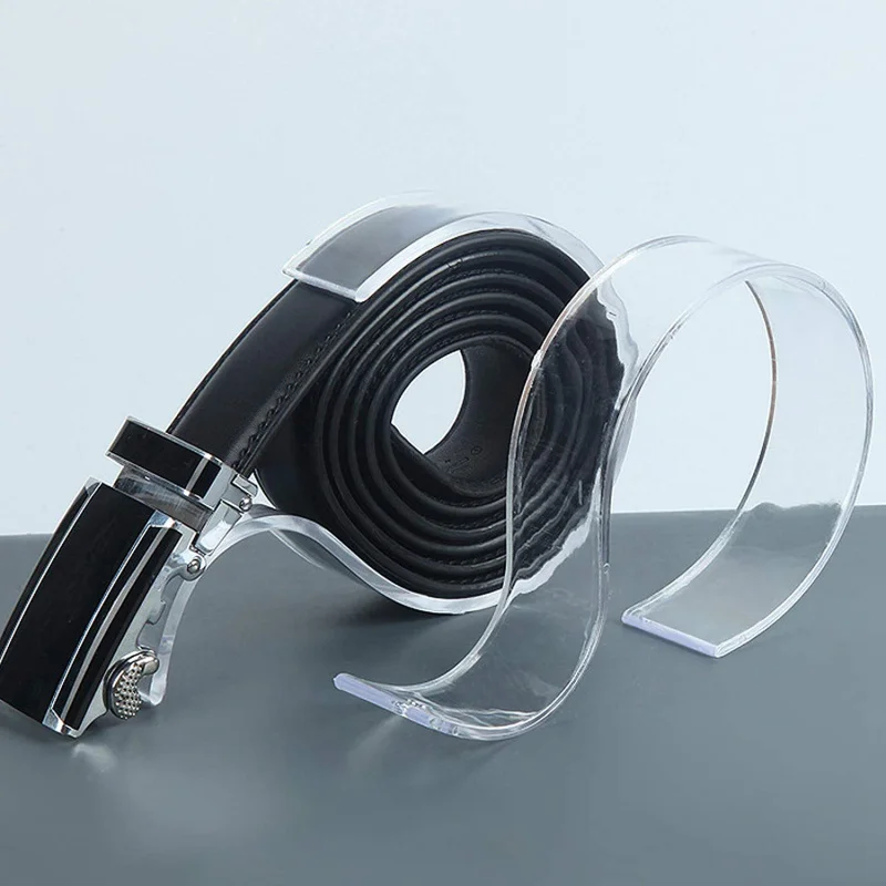 custom.Transparent Acrylic Belt Display Stands Belt Rack Holder Desktop Leather Belt/Waistband Stand Shop Store