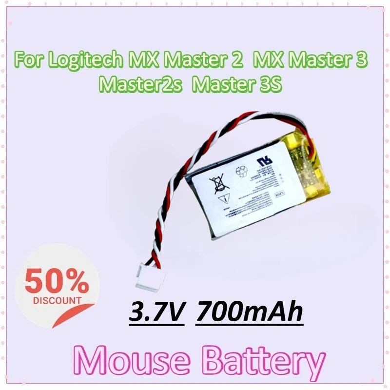 

New 3.7V 700mAh Mouse Battery for Logitech MX Master 2/MX Master 3/Master2s/Master 3S/Newly Upgraded High Capacity Baterry
