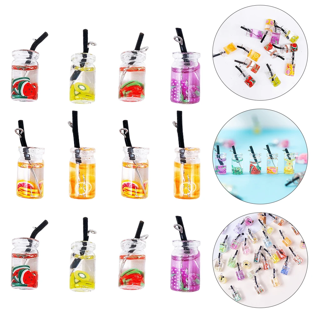 

12pcs Creative Mini Bottle Pendants Resin Diy Accessories Colorful Cup Charms Keychain Earrings Pendant Jewelry Making Decor