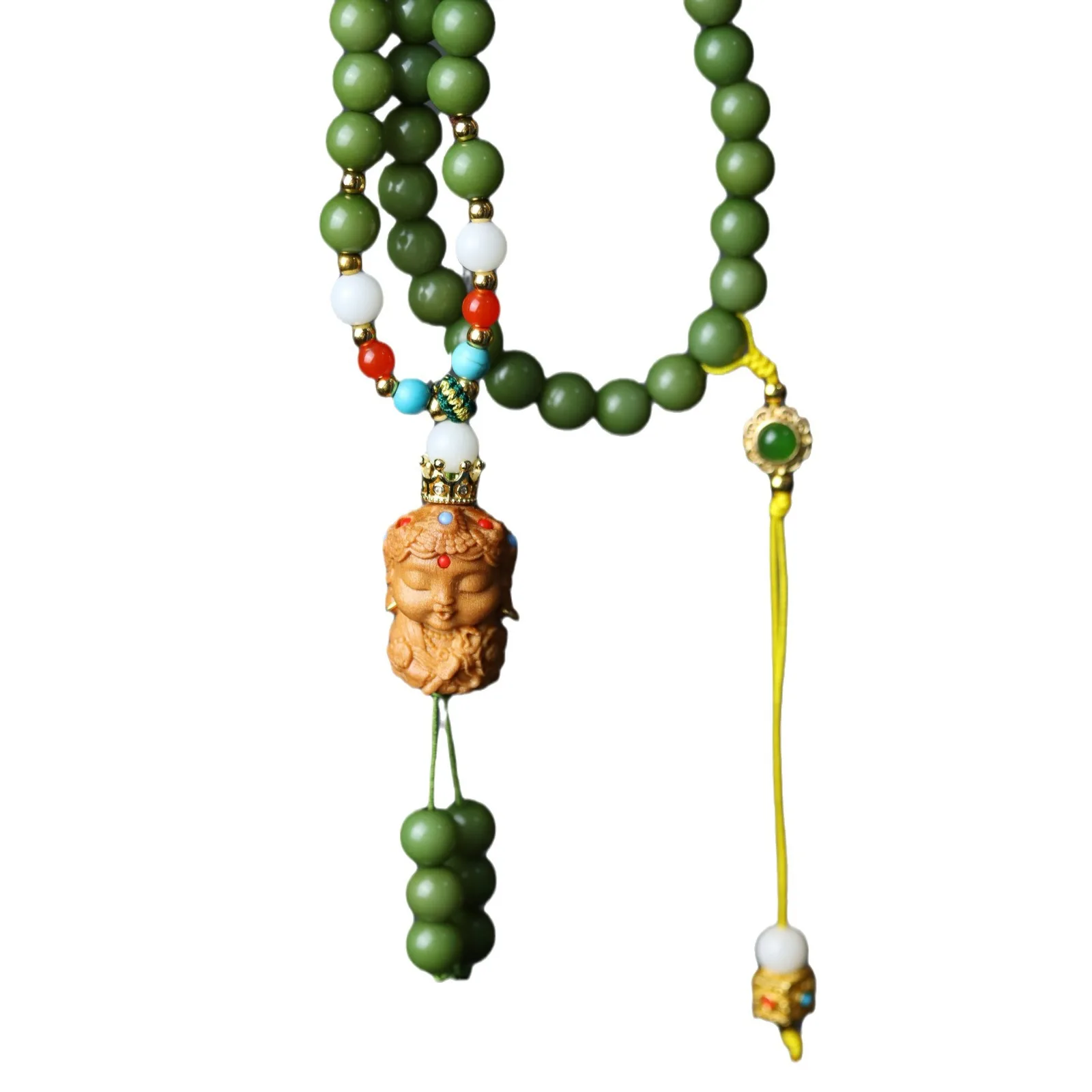 Premium Green Bodhi Root Multi Circle DIY Pendant Ancient Style Gold Accessory Lucky Exquisite Cultural Jewelry Fashion Craft
