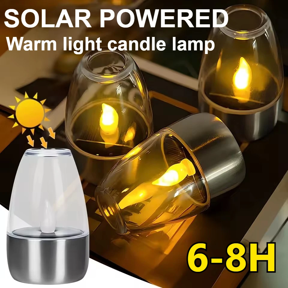 

4/2/1PCS LED Stainless Steel Solar Candle Lights Outdoor Patio Garden Solar Lamp Lawn Deck Decorative Night Lights Solar Lantern