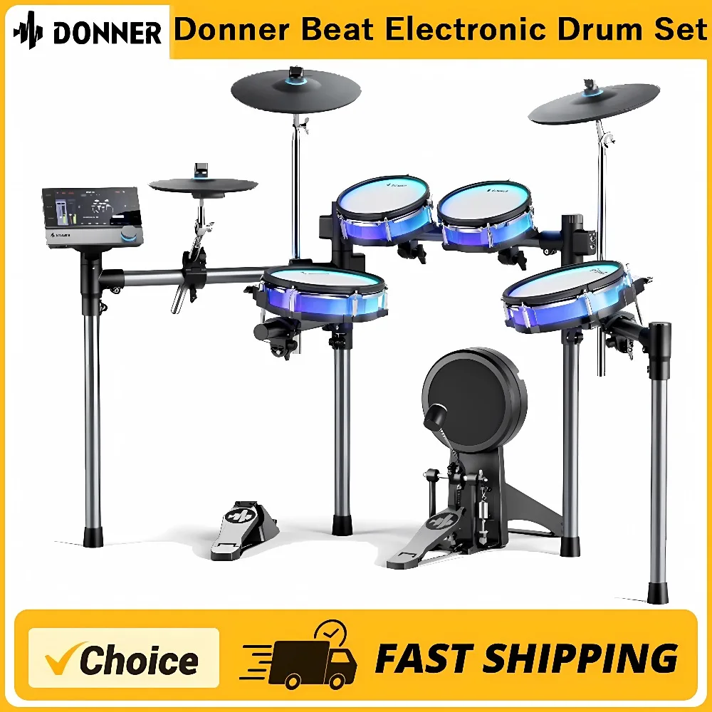 Donner Beat Electronic Drum Set, Electric Drum Kit with Quiet Mesh Drum Pads