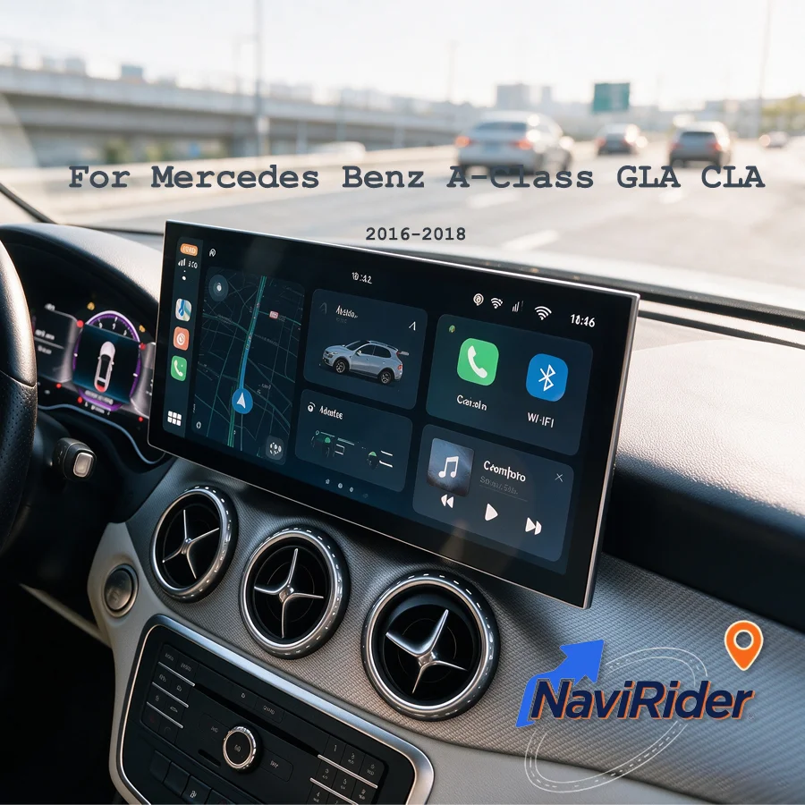 15.8inch Android Stereo Carplay Auto For Mercedes Benz A Class GLA CLA W176 C117 X156 W463 W246 2016‑2018 GPS Multimedia Player