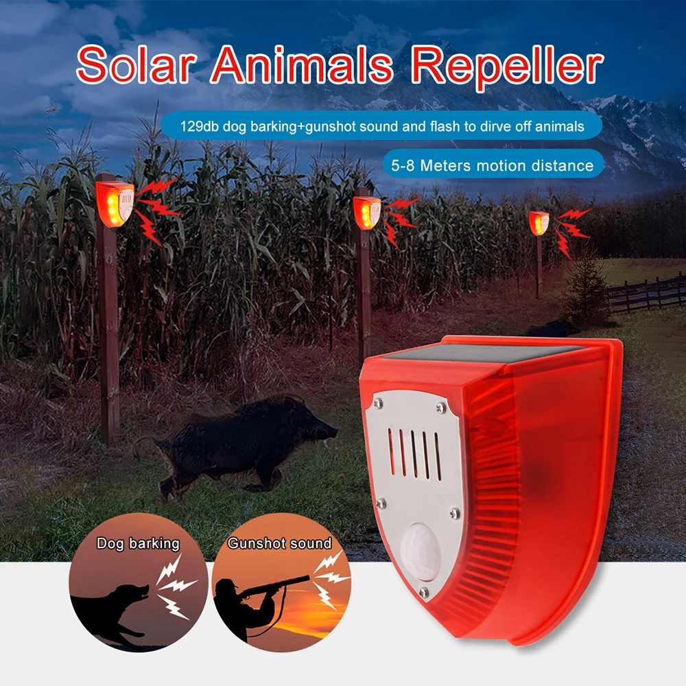 Solar Strobe Light with PIR Motion Sensor Alarm Timed Human Body Induction Infrared Alarm Light 3 Working Modes IP65 Waterproof