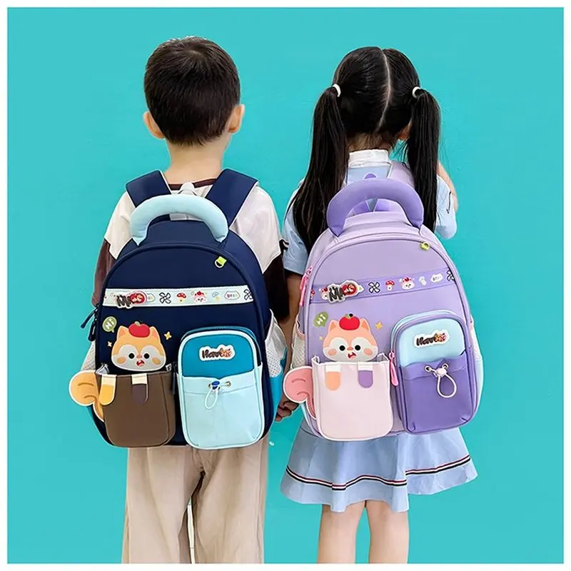 Cute Fox Kids Backpack Toddler School Bag With Padded Handle Multi Pocket Preschool Travel Daypack For Girls Rucksack