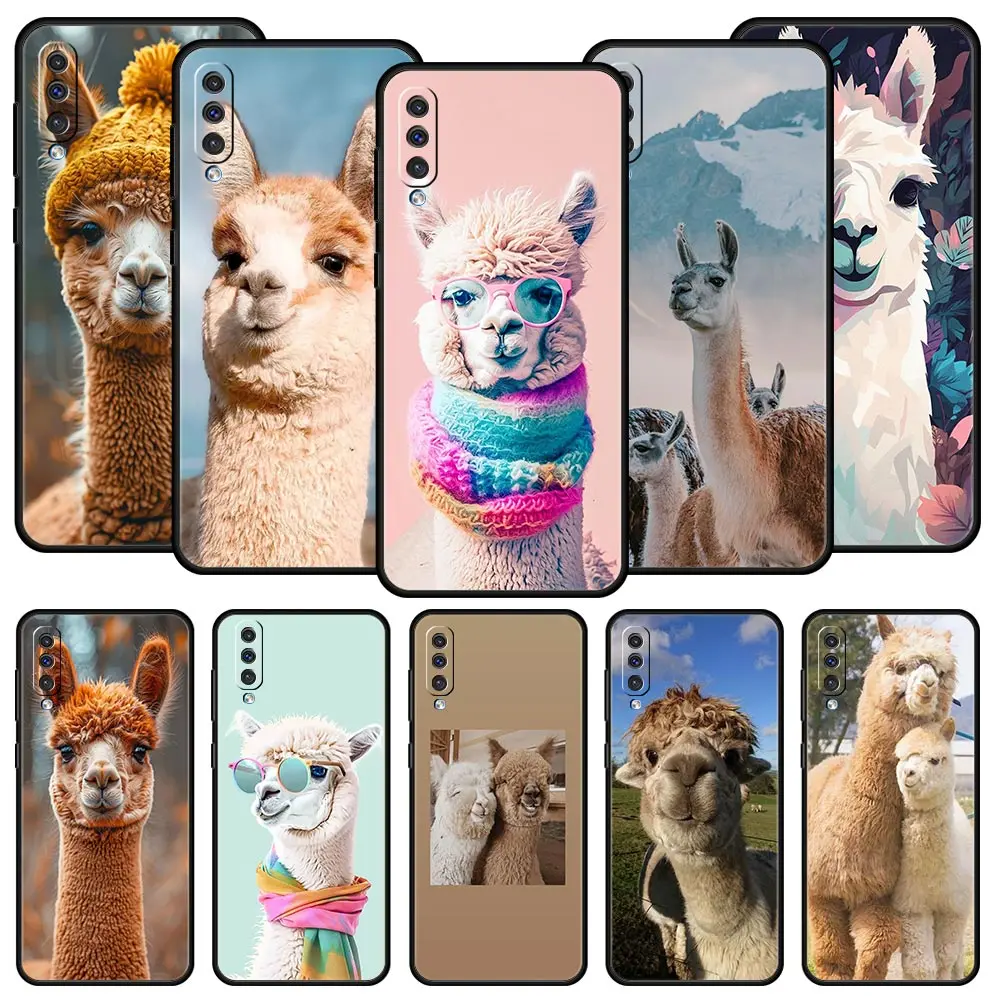 Kawaii Alpaca lovely Phone Case For Samsung A54 A52 A24 A14 A50 A72 A70 A30 A40 A20S A20E A02S A12 A22 A34 A42 A32 5G A04s Cover