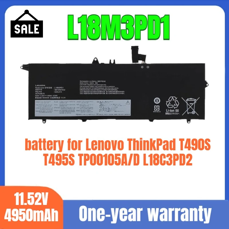 

L18M3PD1 L18C3PD2 notebook battery for Lenovo ThinkPad T490S T495S TP00105A/D lithium-ion battery