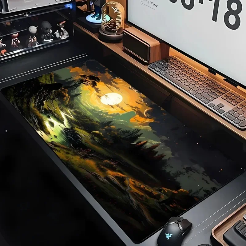 Rubberen muismat Landschap Berg Zonsondergang Cartoon muismat Uitgebreide pads Muizen Computer Antisliptapijt Essentieel voor gamers