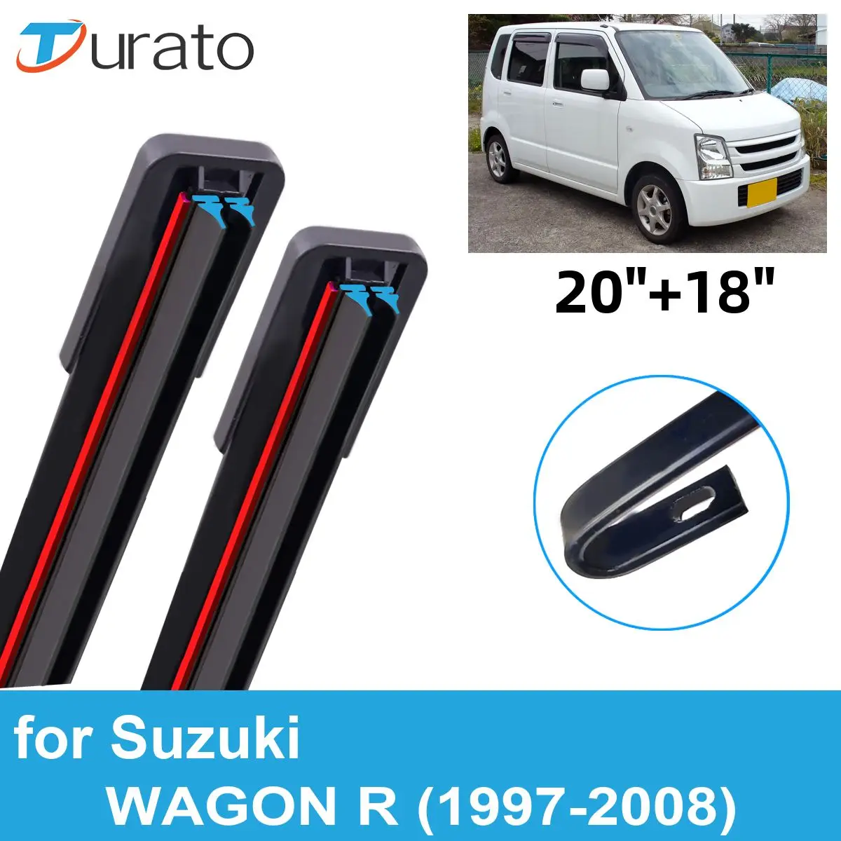 

Щетки стеклоочистителя автомобильные 2 шт., для Suzuki WAGON R 1997-2008, лобовое стекло переднего ветрового стекла, двойные резиновые автомобильные аксессуары 2005 2006 2007 2008