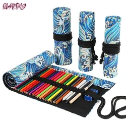 12/24/36/48 Fori Tela Roll Up Matita Borsa Penna Tenda Caso Trucco Wrap Holder Custodia Materiale Scolastico Cancelleria Coreana