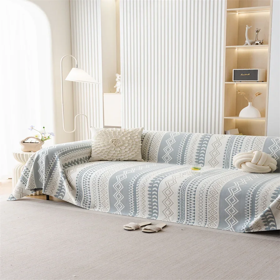 Small Fresh Cool Bean Ice Silk Sofa Cushion Summer Fixed Non-Slip Mat Leather Cushion Cool Sense Cover Cloth Towel Cushion