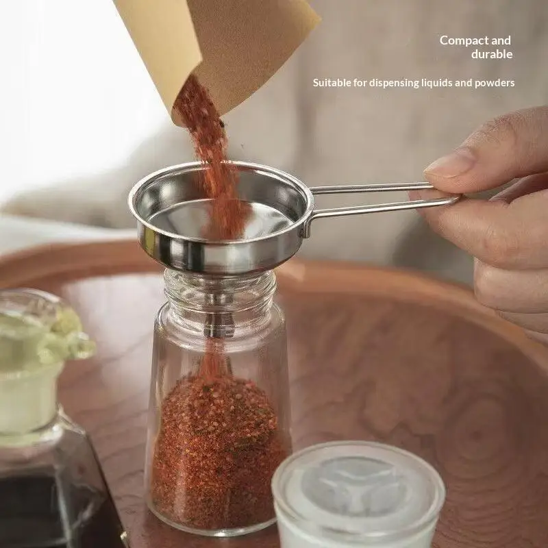 Hot Sale Mini Metal Kitchen Tool for Oil, Wine & Coffee Bean Bottle Filling, Stainless Steel Funnel With Handle