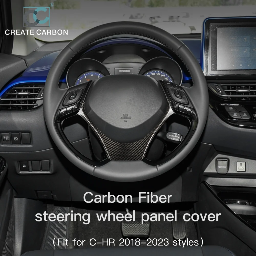 

Car Steering Wheel Cover For Toyota CHR 2018-2023 Auto Decoration Driving Wheel Accessories Carbon Fiber Trim Steering Covers