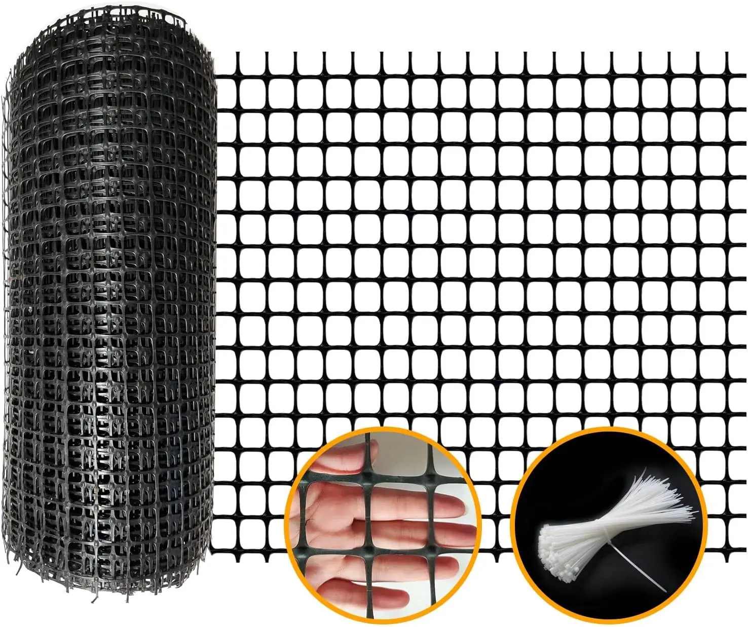 

Сетка пластиковая черная 2x164 фута для сада, ограждения от животных, строительных работ — прочная и простая в установке