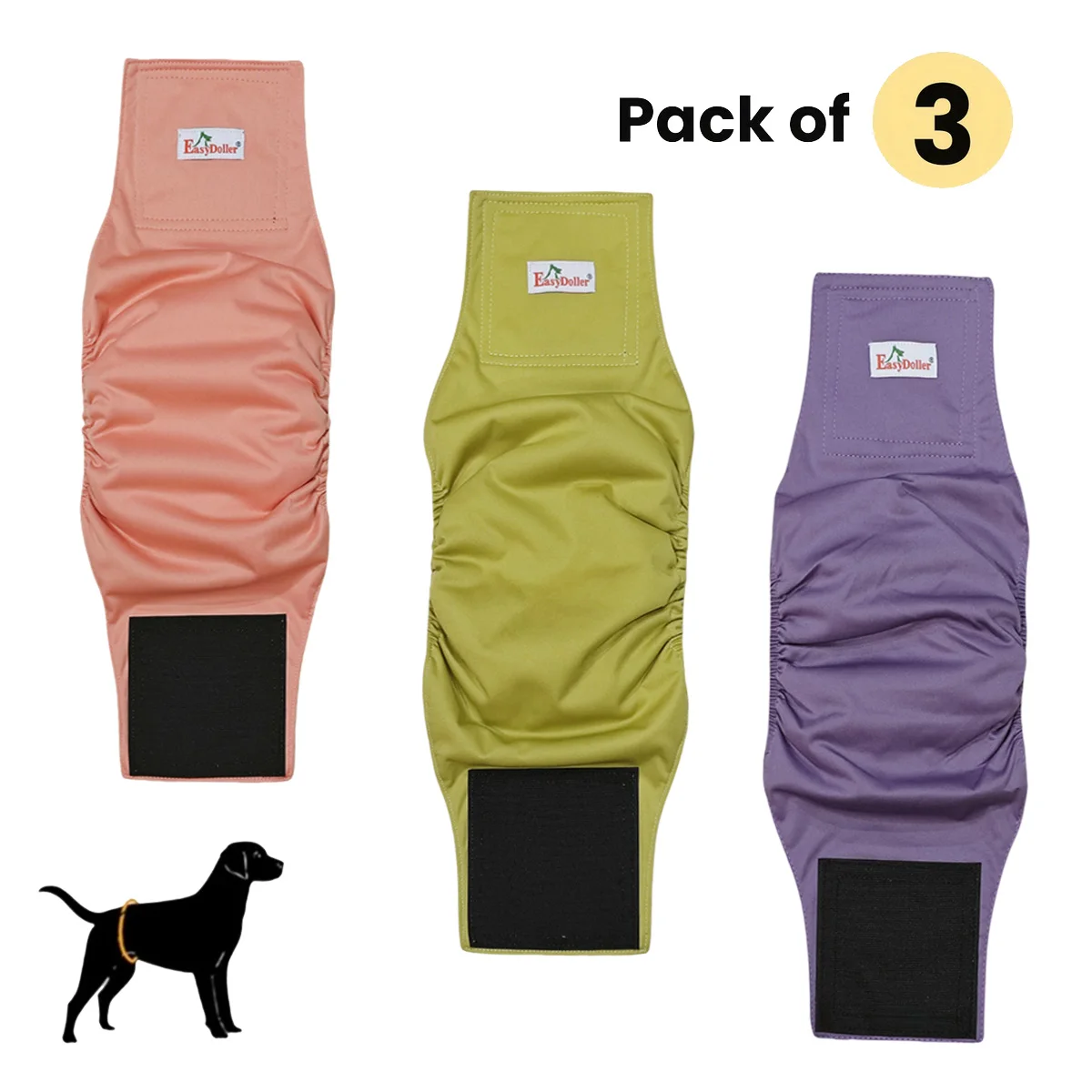 3 Pcs Washable Male Dog Diaper Reusable Pet Physiological Pants Comfortable Nappy Belly Band Wrap Leak Proof Diapers for Puppy