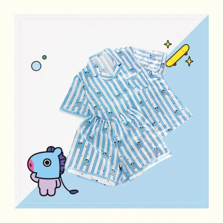 BT21 Sleepwear, Home Wear, Casual Wear, Short Sleeved T-Shirt, Shorts Two-Piece Set for Men and Women in Summer view 5