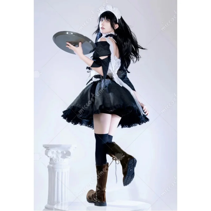 25COSMiccostumes 여성용 미사키 코스프레 의상 메이드 복장과 헤드 밴드 초커 할로윈 코스프레 의상