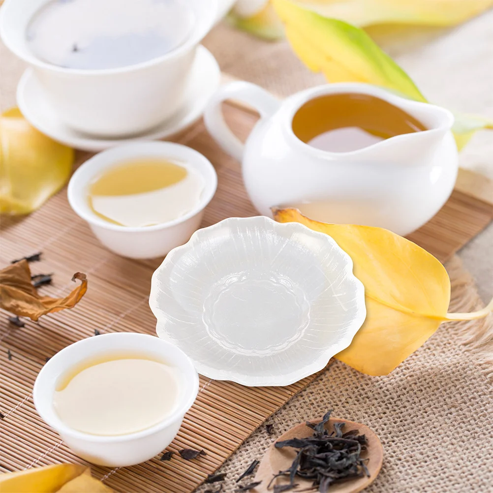 

4Pcs Glass Tea Cup Saucer Transparent Round Dish for Serving Snacks Cookies Fruits Coffee Tea Condiments Appetizer Plate Home