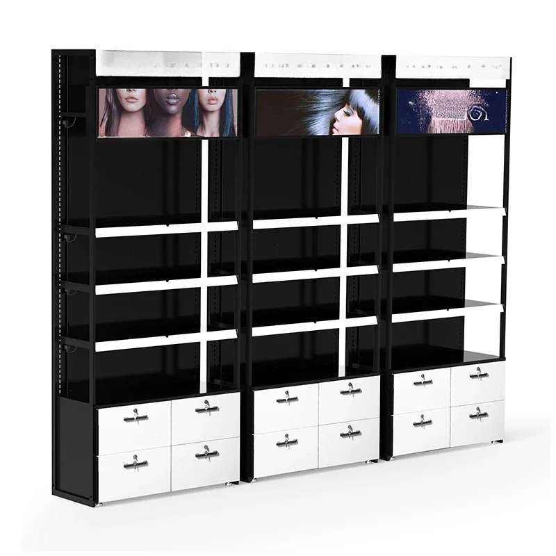 Professional Customized Acrylic  Makeup Display Stand Floor Cosmetics Display Racks Beauty Product Metal Display Cabinet