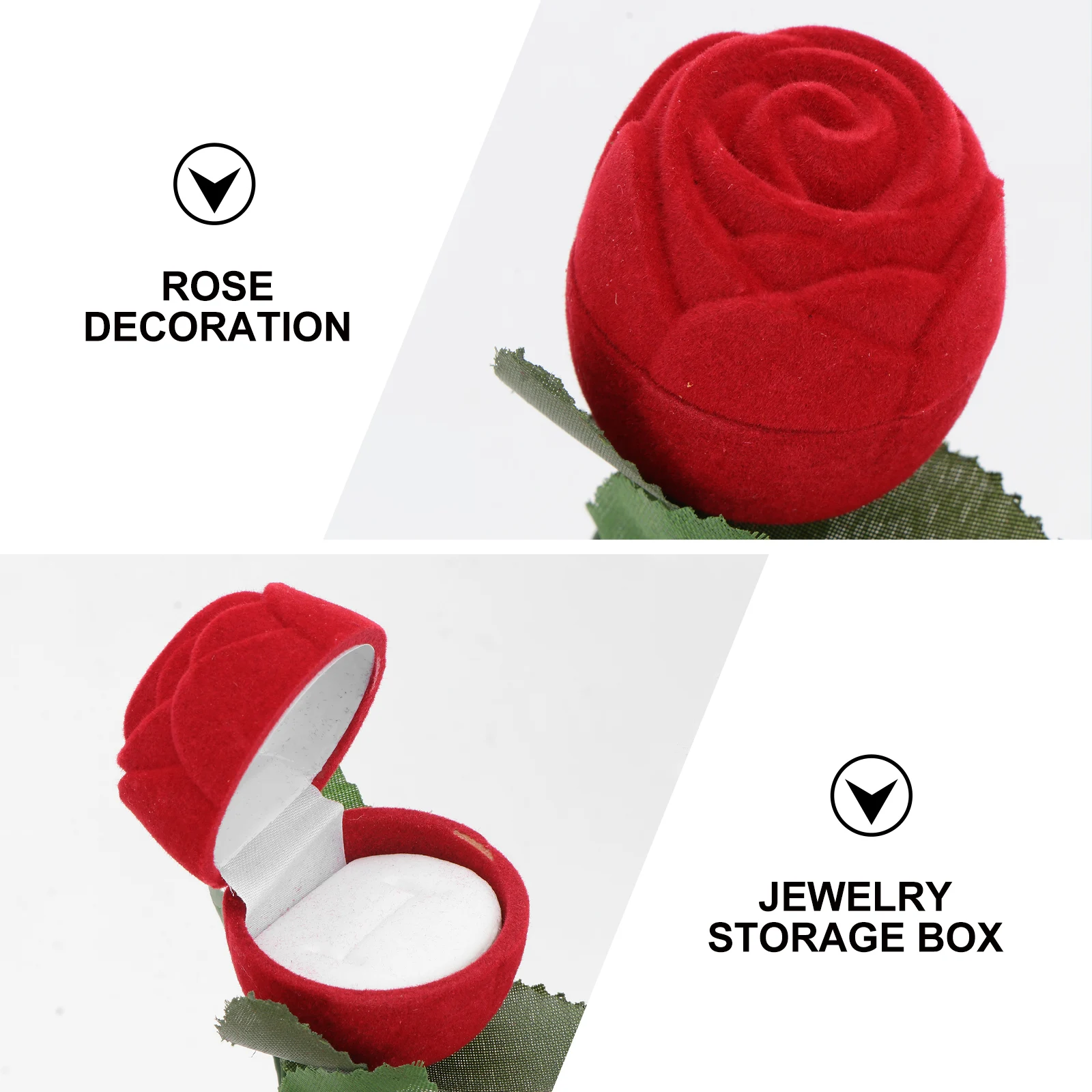 

1 Red Rose Shape Ring Box Creative Simulation Jewelry Case Romantic Proposal Party Rose Shape Jewelry Box Creative Ring Case