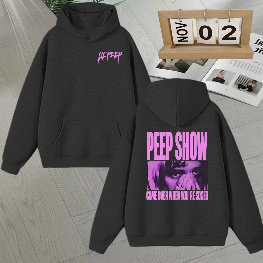 New In Rapper Lil Peep Show Double Sided Print Hoodie Men Women Sweatshirt Autumn Winter Long sleeve Fleece goth Pullover Unisex