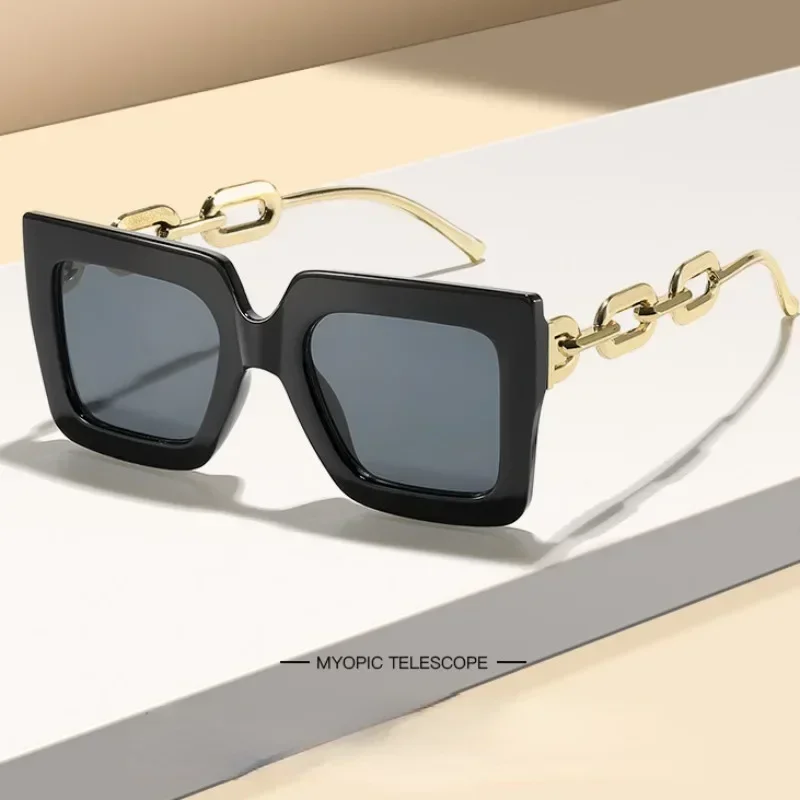 

Chain Sunglasses with Large Frame Retro Trend Personalized Luxury Brand Design for Men Women Small Frame UV Resistant Sunglasses