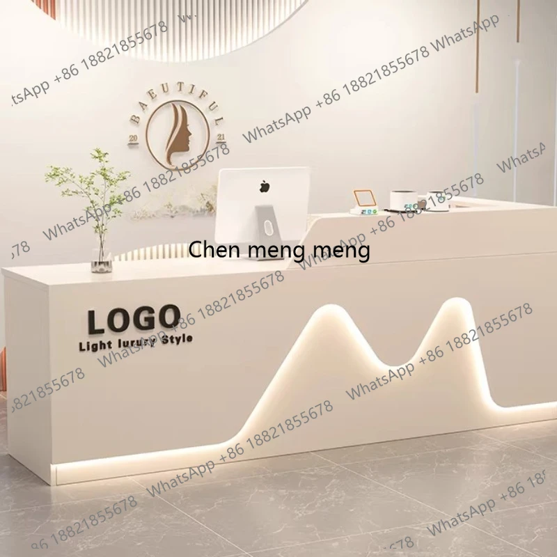 

Beauty Institute Reception Desk Study Front Store Hairdressing Reception Desk Modern Coffee Bancone Per Negozio Corner Furniture