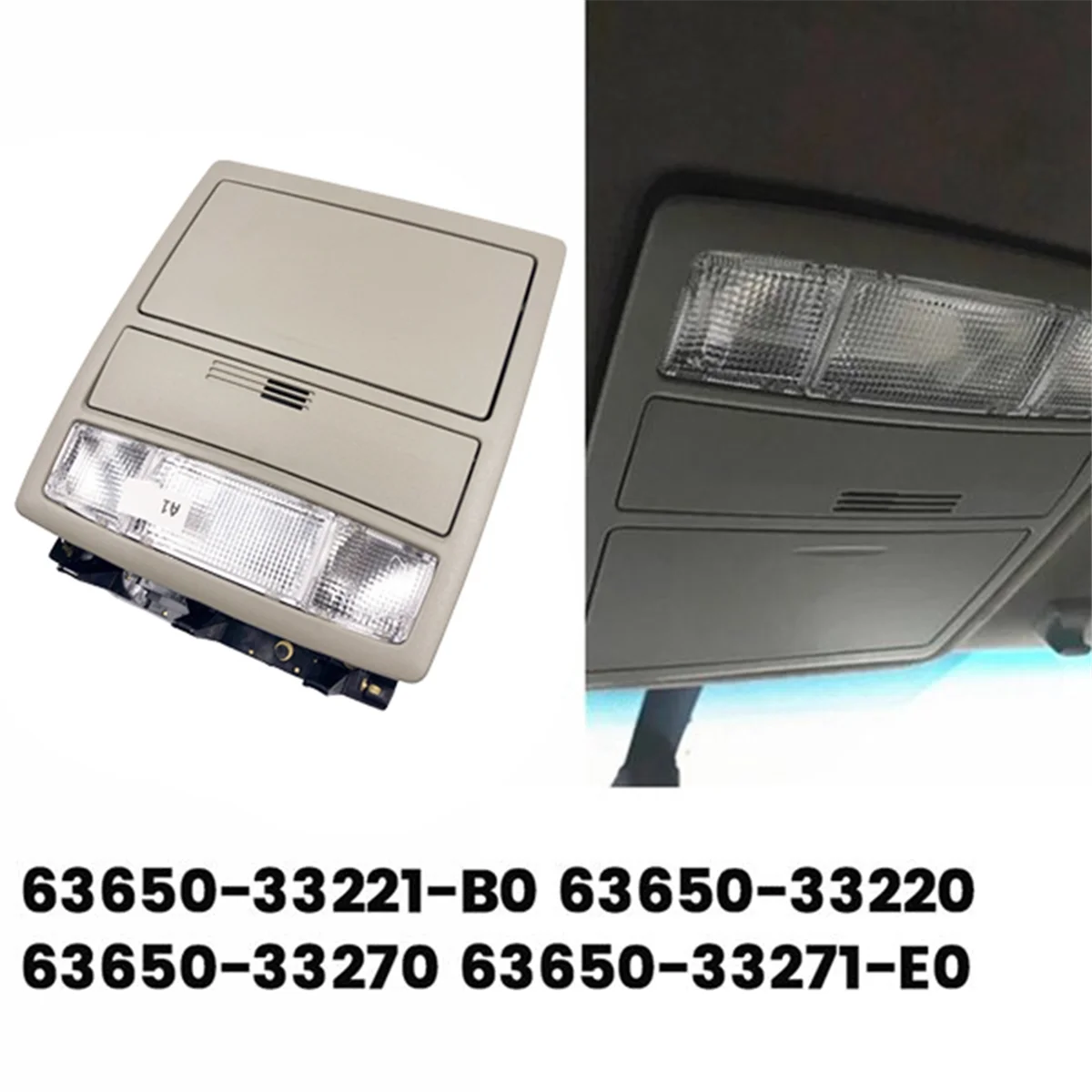 

A02Q-Car Console Roof Reading Light Assy 63650-33220-E0 for Toyota Camry 2007-2011 Ceiling Map Lamp Glasses Case 63650-33271