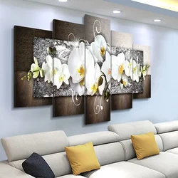 Abstract Orchid Flowers Posters 5Pcs Decorative Canvas Wall Art Pictures Decoration Living Room Accessories Home Decor Paintings