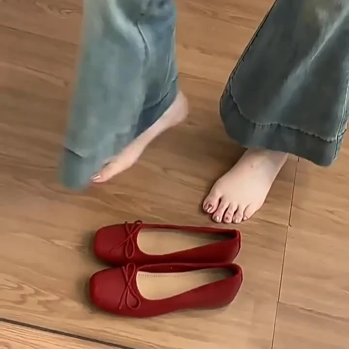 Chaussures plates de Ballet en cuir pour femmes, Style français rétro, nœud papillon, semelle intérieure haute à enfiler, Mary Janes, augmentation du caoutchouc, printemps automne