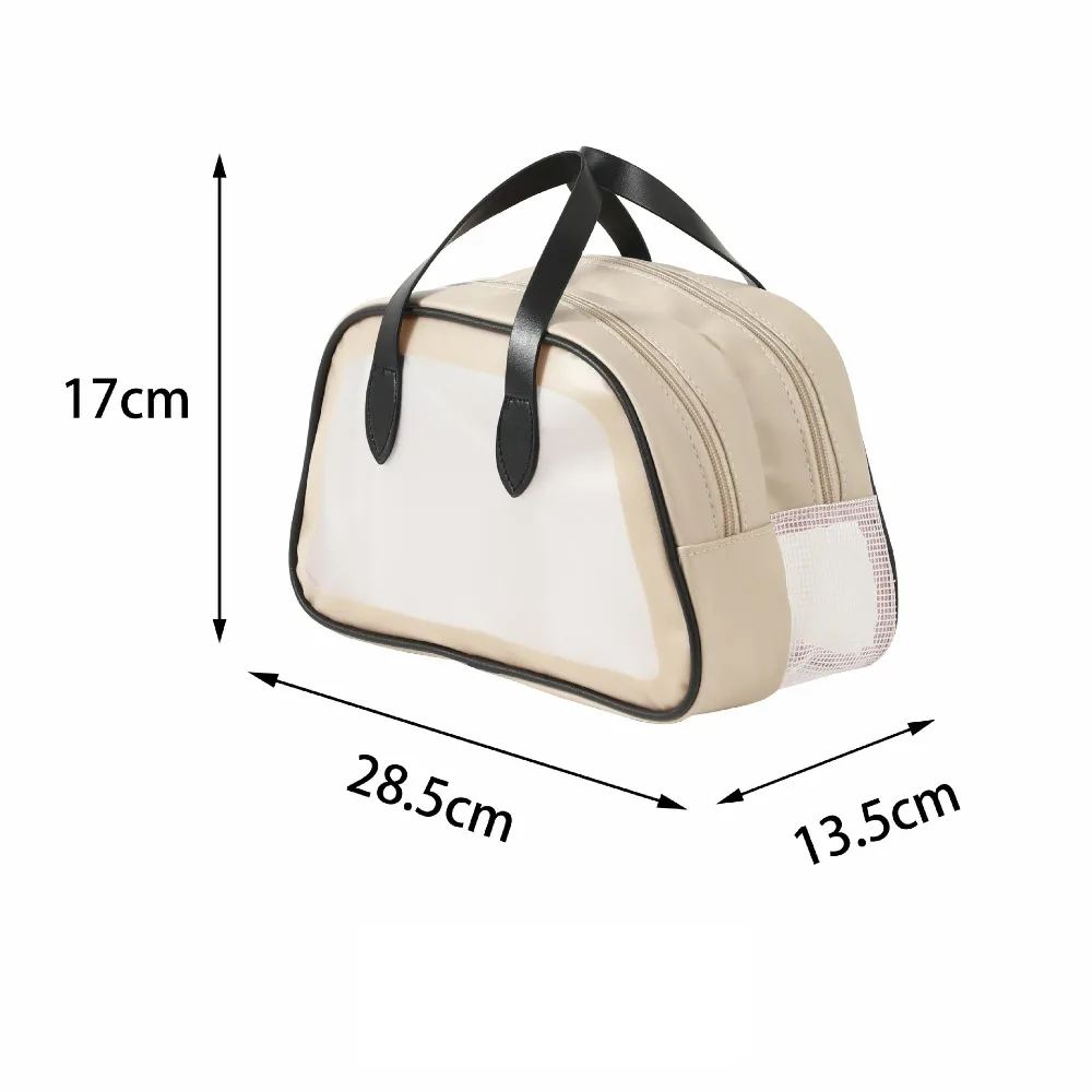 

Dry and Wet Separation Waterproof Toiletry Bag Large Capacity Transparent Cosmetic Bag Zipper Double Layer Travel Storage Bag