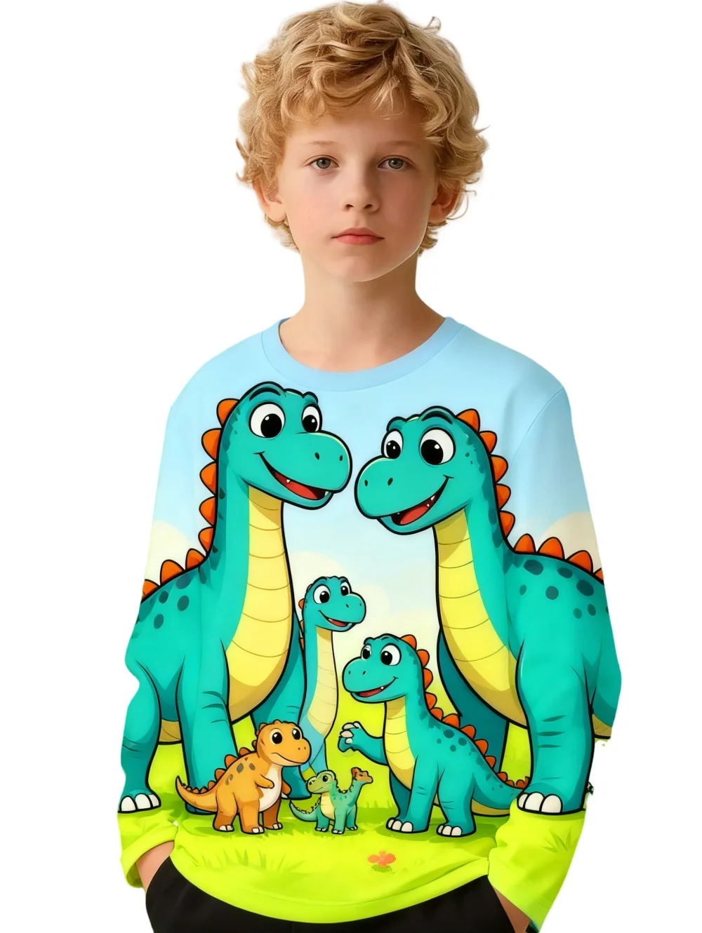 Children's Clothing Boys Long Sleeve Tshirt Child T-Shirt Stylish 3D Cartoon Dinosaurs Print Tops Tee Boys Kids Summer Clothes