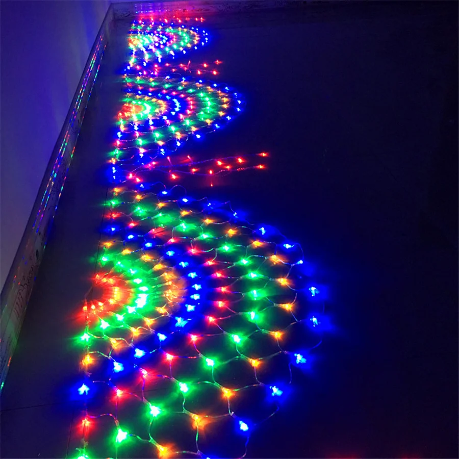 Waterproof LED Christmas Peacock Net String Lights 3M*0.5M Outdoor 8 Modes Fairy Garden Lights for Party Wedding Garland Decor