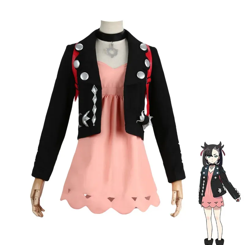 qq 123New 剣シールド衣装女性ガールズドレス Spikemuth Galar トレーナーマーニーメアリーゲームコスプレウィッグ