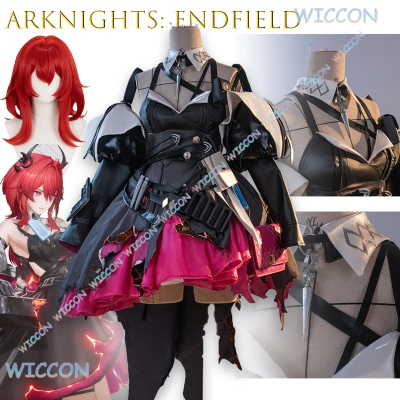 

ONAMAEHA@Arknights Endfield Laevatain Surtr Flame Sword Cosplay Costume Battle Damaged Surtr Style Anime Corset Outfit Sexy Hall