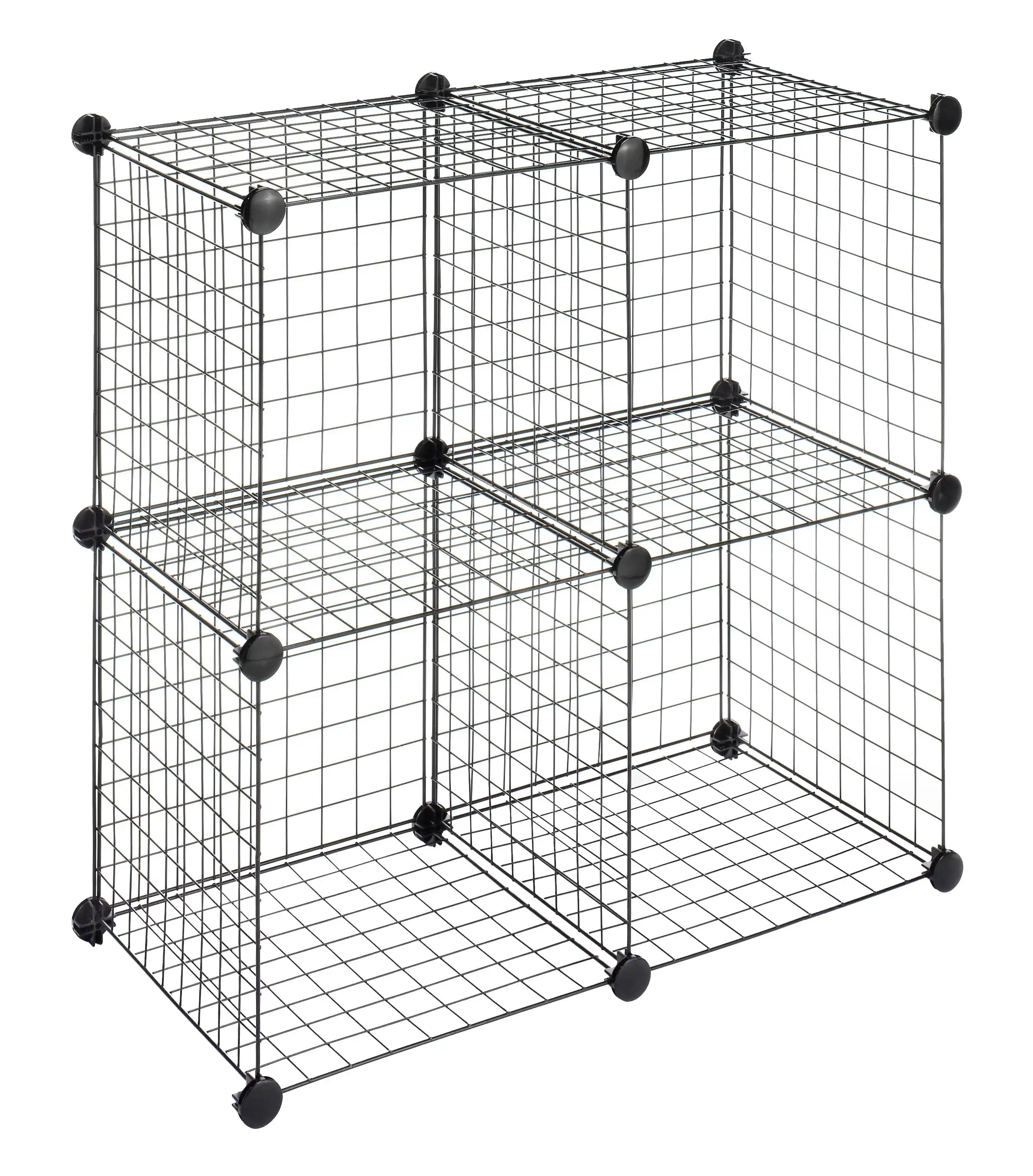 

Storage Cubes Stackable Interlocking Wire Shelves Set of 4 Black 14.25 x 14.5x 14.5